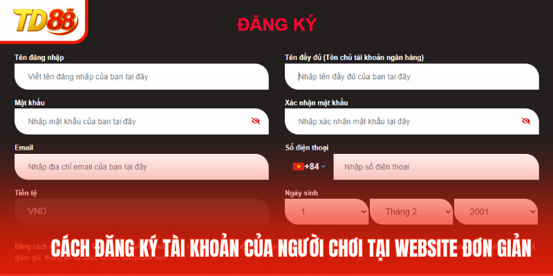 Cách đăng ký tài khoản của người chơi tại website đơn giản